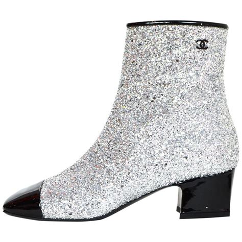 chanel boots glitter|chanel glitter patent boots.